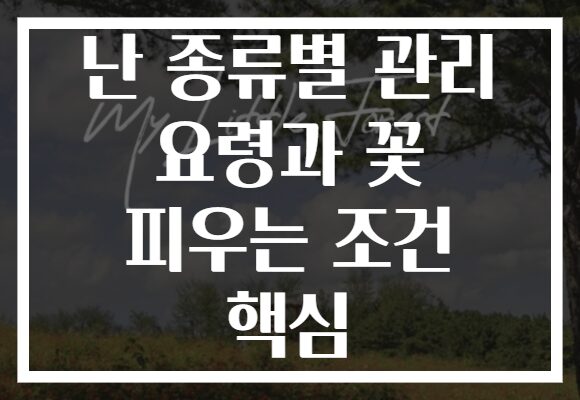 난 종류별 관리 요령과 꽃 피우는 조건 핵심 난 종류별 관리 요령과 꽃 피우는 조건 핵심