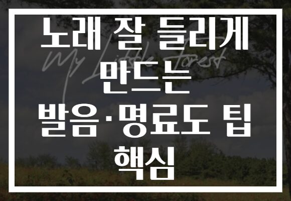 노래 잘 들리게 만드는 발음·명료도 팁 핵심