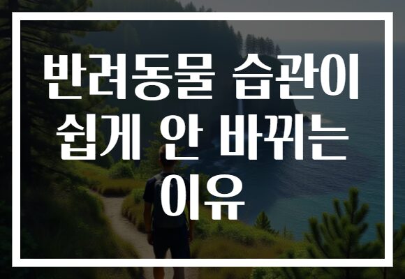 반려동물 습관이 쉽게 안 바뀌는 이유