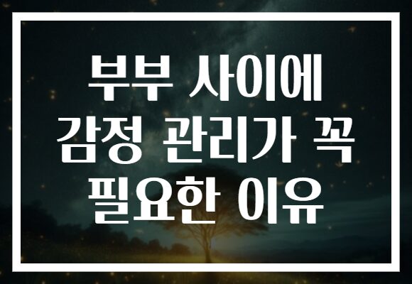 부부 사이에 감정 관리가 꼭 필요한 이유