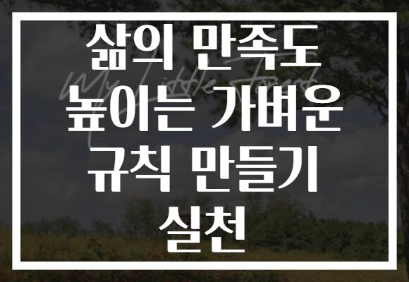 삶의 만족도 높이는 가벼운 규칙 만들기 실천