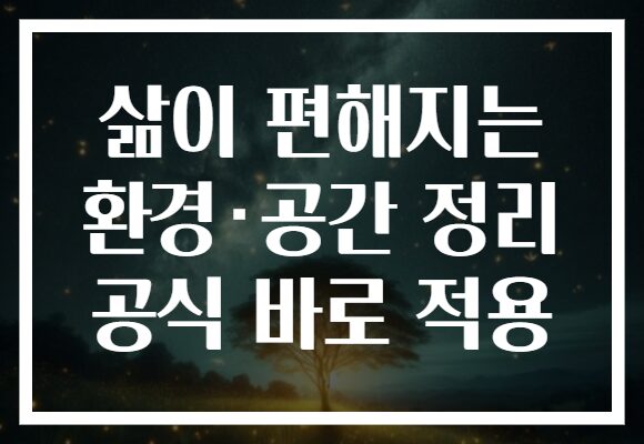 삶이 편해지는 환경·공간 정리 공식 바로 적용