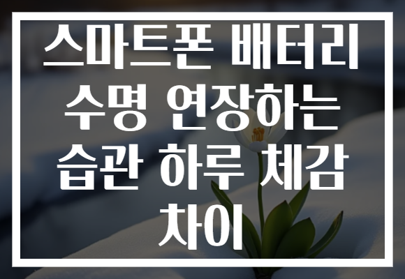 스마트폰 배터리 수명 연장하는 습관 하루 체감 차이 스마트폰 배터리 수명 연장하는 습관 하루 체감 차이