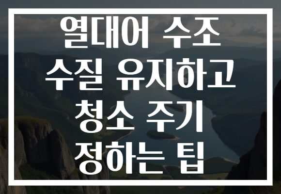 열대어 수조 수질 유지하고 청소 주기 정하는 팁