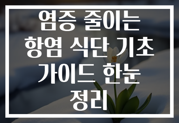 염증 줄이는 항염 식단 기초 가이드 한눈 정리