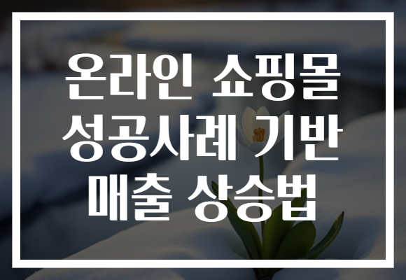 온라인 쇼핑몰 성공사례 기반 매출 상승법