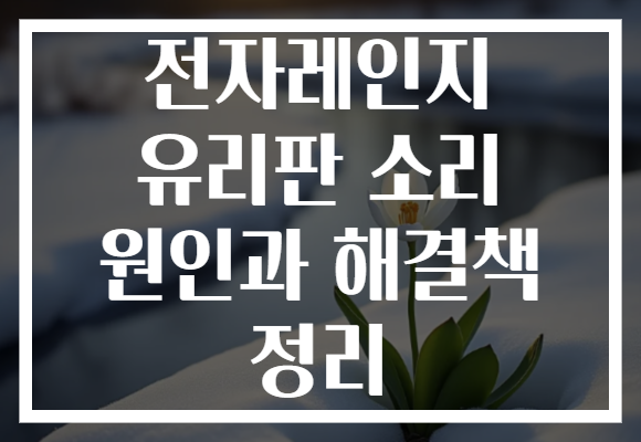 전자레인지 유리판 소리 원인과 해결책 정리