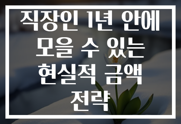 직장인 1년 안에 모을 수 있는 현실적 금액 전략