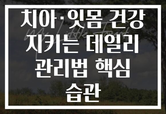 치아·잇몸 건강 지키는 데일리 관리법 핵심 습관