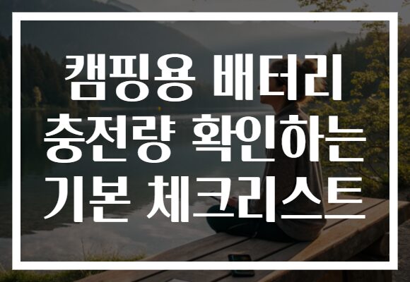 캠핑용 배터리 충전량 확인하는 기본 체크리스트