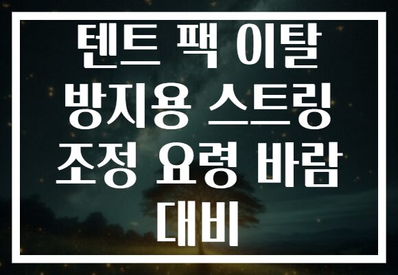 텐트 팩 이탈 방지용 스트링 조정 요령 바람 대비 텐트 팩 이탈 방지용 스트링 조정 요령 바람 대비