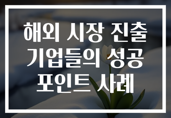 해외 시장 진출 기업들의 성공 포인트 사례 해외 시장 진출 기업들의 성공 포인트 사례
