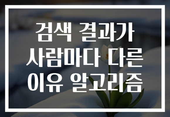 검색 결과가 사람마다 다른 이유 알고리즘