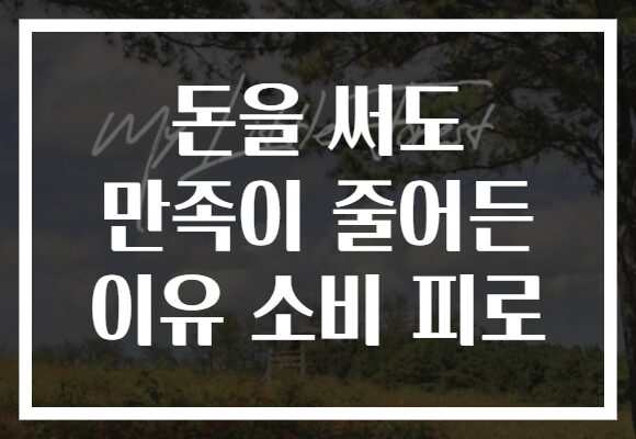 돈을 써도 만족이 줄어든 이유 소비 피로 돈을 써도 만족이 줄어든 이유 소비 피로