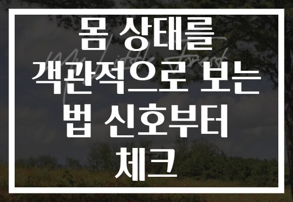 몸 상태를 객관적으로 보는 법 신호부터 체크