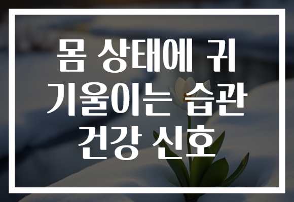 몸 상태에 귀 기울이는 습관 건강 신호