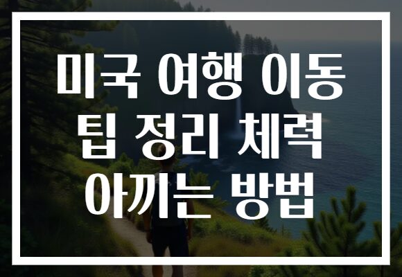 미국 여행 이동 팁 정리 체력 아끼는 방법