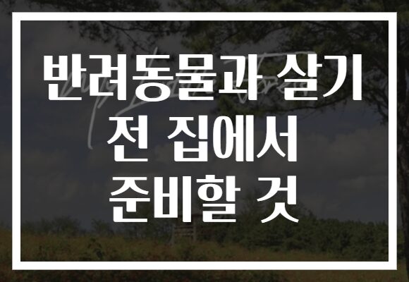 반려동물과 살기 전 집에서 준비할 것