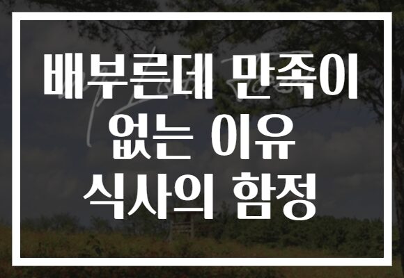 배부른데 만족이 없는 이유 식사의 함정