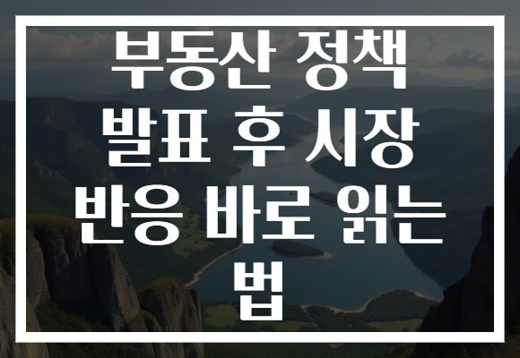 부동산 정책 발표 후 시장 반응 바로 읽는 법
