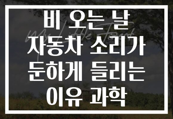 비 오는 날 자동차 소리가 둔하게 들리는 이유 과학 비 오는 날 자동차 소리가 둔하게 들리는 이유 과학