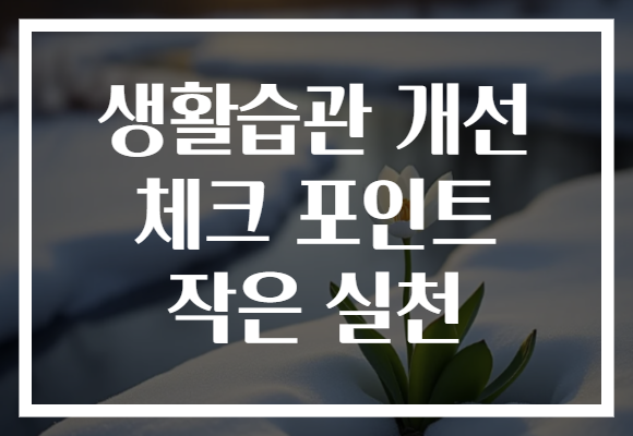 생활습관 개선 체크 포인트 작은 실천 생활습관 개선 체크 포인트 작은 실천