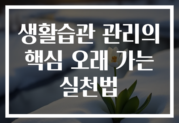 생활습관 관리의 핵심 오래 가는 실천법