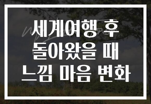 세계여행 후 돌아왔을 때 느낌 마음 변화 세계여행 후 돌아왔을 때 느낌 마음 변화