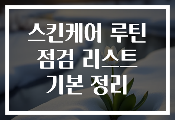 스킨케어 루틴 점검 리스트 기본 정리 스킨케어 루틴 점검 리스트 기본 정리