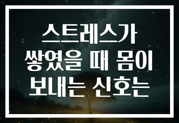 스트레스가 쌓였을 때 몸이 보내는 신호는 스트레스가 쌓였을 때 몸이 보내는 신호는