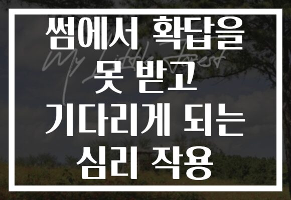 썸에서 확답을 못 받고 기다리게 되는 심리 작용