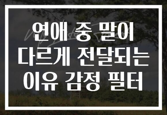 연애 중 말이 다르게 전달되는 이유 감정 필터