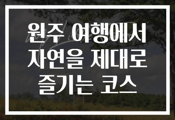 원주 여행에서 자연을 제대로 즐기는 코스