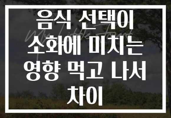 음식 선택이 소화에 미치는 영향 먹고 나서 차이