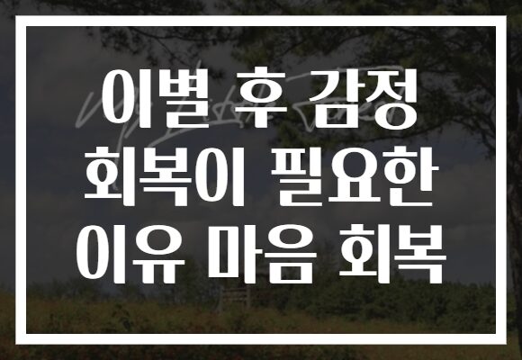 이별 후 감정 회복이 필요한 이유 마음 회복 이별 후 감정 회복이 필요한 이유 마음 회복