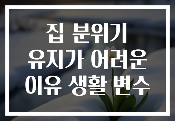 집 분위기 유지가 어려운 이유 생활 변수 집 분위기 유지가 어려운 이유 생활 변수