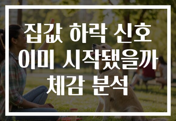집값 하락 신호 이미 시작됐을까 체감 분석
