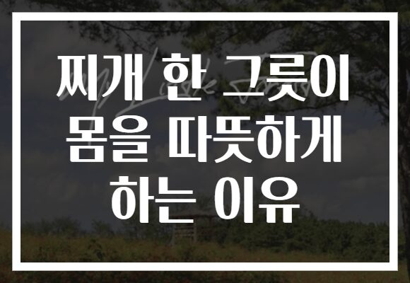 찌개 한 그릇이 몸을 따뜻하게 하는 이유