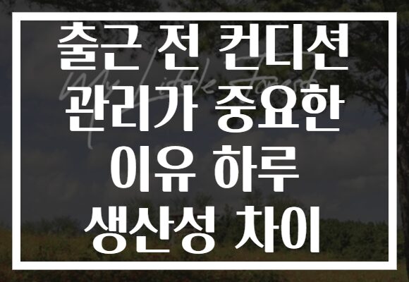 출근 전 컨디션 관리가 중요한 이유 하루 생산성 차이 출근 전 컨디션 관리가 중요한 이유 하루 생산성 차이