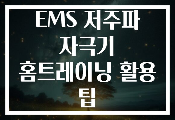 EMS 저주파 자극기 홈트레이닝 활용 팁