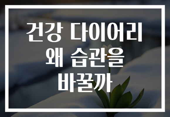 건강 다이어리 왜 습관을 바꿀까