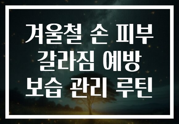 겨울철 손 피부 갈라짐 예방 보습 관리 루틴