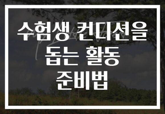 수험생 컨디션을 돕는 활동 준비법