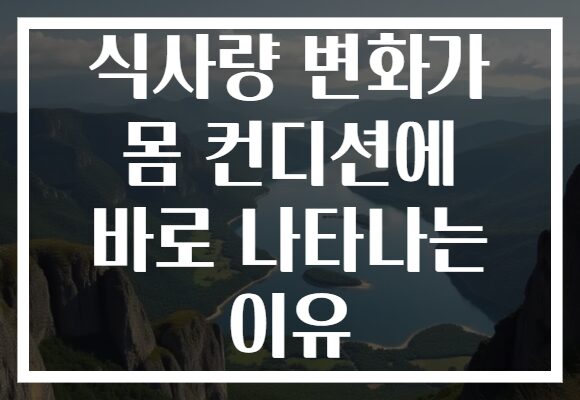 식사량 변화가 몸 컨디션에 바로 나타나는 이유