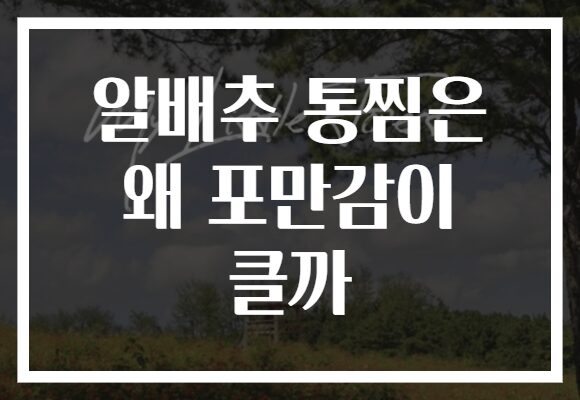 알배추 통찜은 왜 포만감이 클까