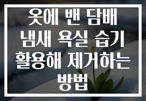 옷에 밴 담배 냄새 욕실 습기 활용해 제거하는 방법 옷에 밴 담배 냄새 욕실 습기 활용해 제거하는 방법
