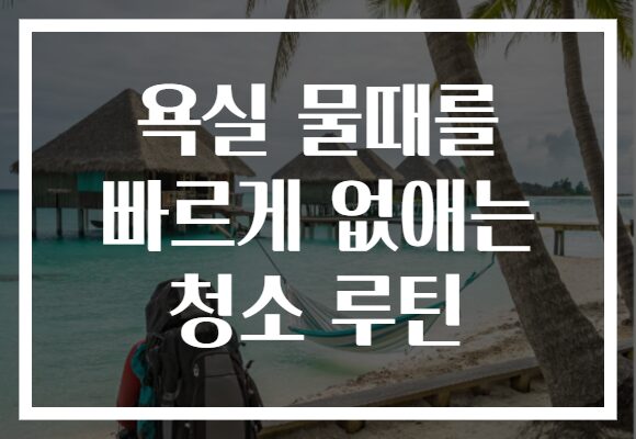 욕실 물때를 빠르게 없애는 청소 루틴
