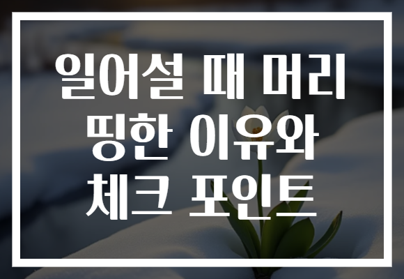 일어설 때 머리 띵한 이유와 체크 포인트 일어설 때 머리 띵한 이유와 체크 포인트