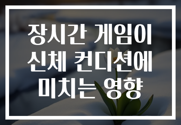 장시간 게임이 신체 컨디션에 미치는 영향