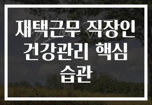 재택근무 직장인 건강관리 핵심 습관 재택근무 직장인 건강관리 핵심 습관